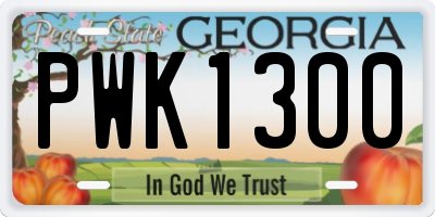 GA license plate PWK1300