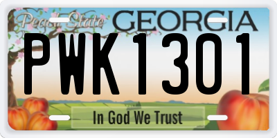 GA license plate PWK1301