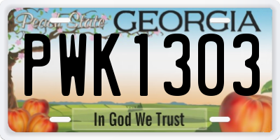 GA license plate PWK1303