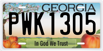 GA license plate PWK1305