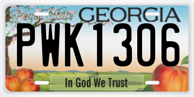 GA license plate PWK1306