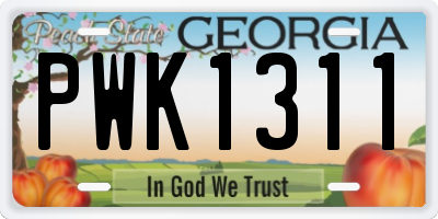 GA license plate PWK1311