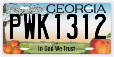 GA license plate PWK1312