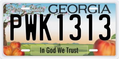 GA license plate PWK1313