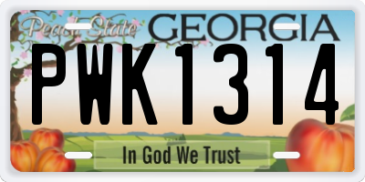 GA license plate PWK1314