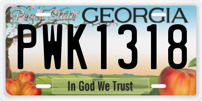 GA license plate PWK1318