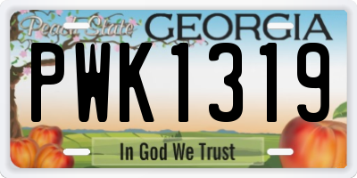 GA license plate PWK1319