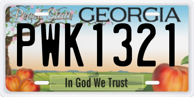 GA license plate PWK1321