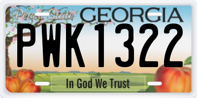 GA license plate PWK1322