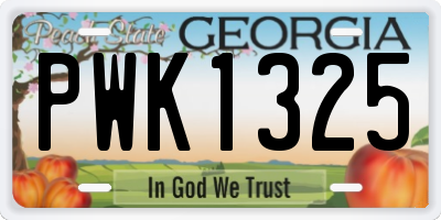 GA license plate PWK1325