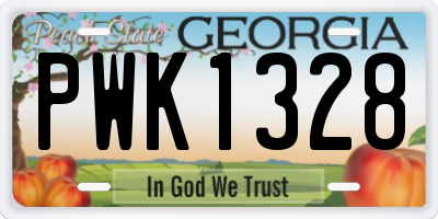 GA license plate PWK1328