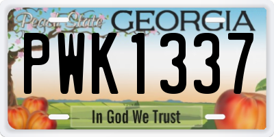 GA license plate PWK1337