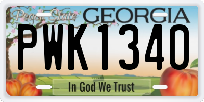 GA license plate PWK1340
