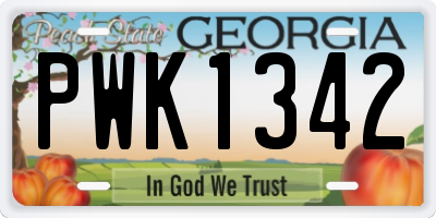 GA license plate PWK1342