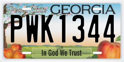GA license plate PWK1344