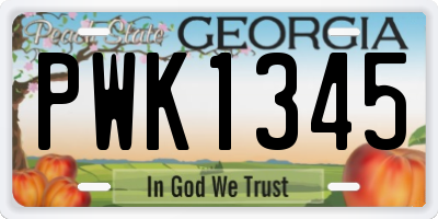 GA license plate PWK1345
