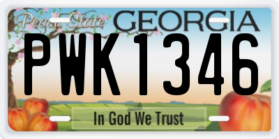 GA license plate PWK1346