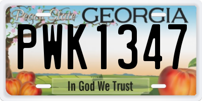 GA license plate PWK1347