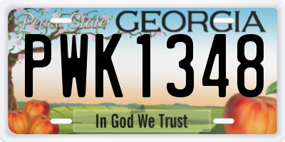 GA license plate PWK1348