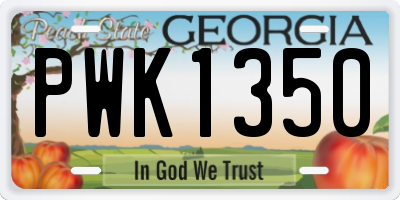 GA license plate PWK1350