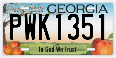 GA license plate PWK1351