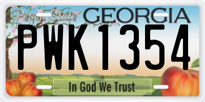 GA license plate PWK1354