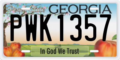 GA license plate PWK1357
