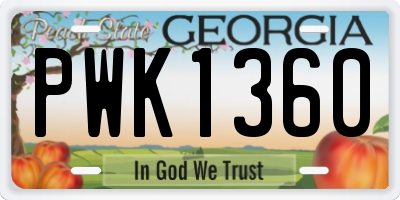 GA license plate PWK1360
