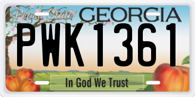GA license plate PWK1361