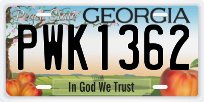 GA license plate PWK1362