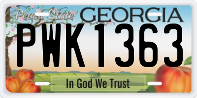 GA license plate PWK1363