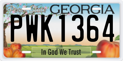 GA license plate PWK1364