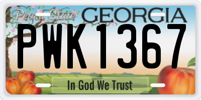 GA license plate PWK1367