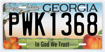 GA license plate PWK1368