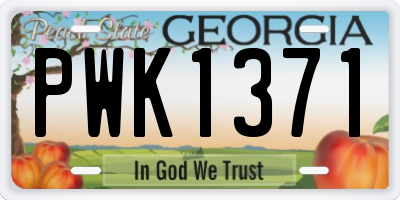 GA license plate PWK1371