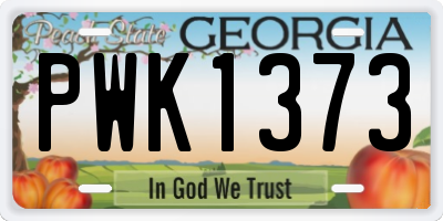 GA license plate PWK1373