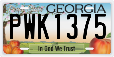 GA license plate PWK1375