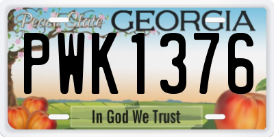 GA license plate PWK1376