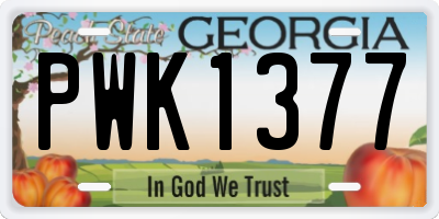 GA license plate PWK1377