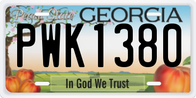 GA license plate PWK1380