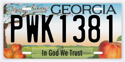 GA license plate PWK1381