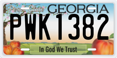 GA license plate PWK1382