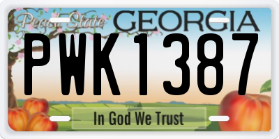 GA license plate PWK1387