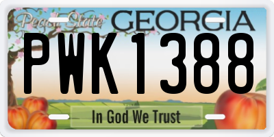 GA license plate PWK1388