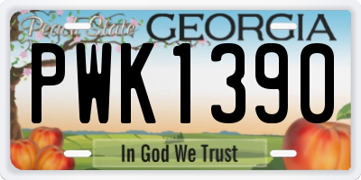 GA license plate PWK1390