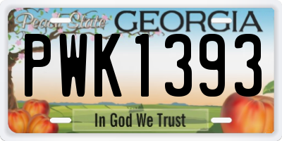 GA license plate PWK1393