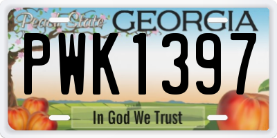 GA license plate PWK1397