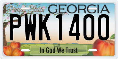 GA license plate PWK1400