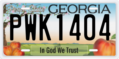 GA license plate PWK1404