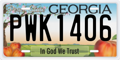GA license plate PWK1406